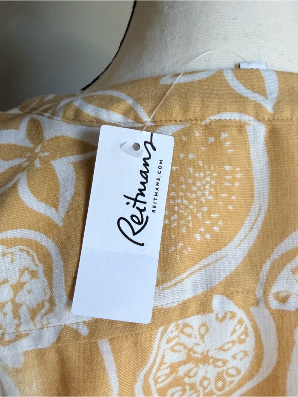 Reitmans Mustard Yellow & White Printed Button Front Top - Picture 7 of 12
